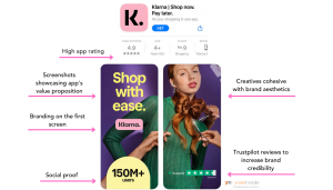 Klarna ASO listing example